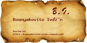Bosnyakovits Iván névjegykártya